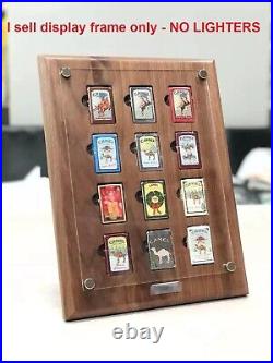 12 Grids Walnut Wood Display Frame Board Storage Panel Case for Zippo Lighters