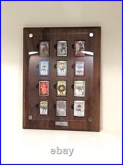 12 Grids Walnut Wood Display Frame Board Storage Panel Case for Zippo Lighters