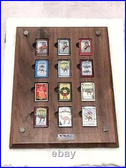 12 Grids Walnut Wood Display Frame Board Storage Panel Case for Zippo Lighters