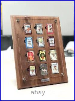 12 Grids Walnut Wood Display Frame Board Storage Panel Case for Zippo Lighters