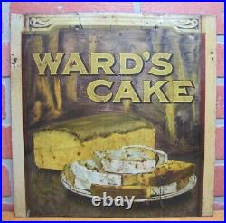 1920s WARD'S CAKE Sign Store Display Cake Box Tin Metal Panel Advertising