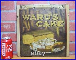 1920s WARD'S CAKE Sign Store Display Cake Box Tin Metal Panel Advertising