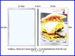 24x33 Manual Poster Led Light Box Display Frame Restaurant Backlit Sign Board