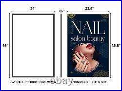 24x36 LED Backlit Nail Salon Frame Light Box Display (Custom Poster Included)