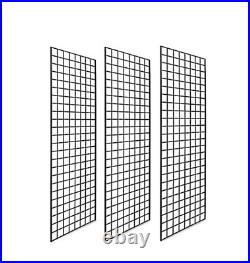 2' X 6' Gridwall Panels 3 Pcs Box Grid Wall Display Black