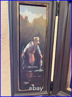 4 Peggy Everett Oil paintings In 3 Panel Display Box Fishing