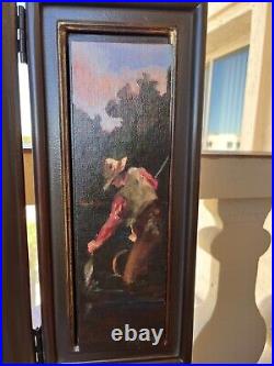 4 Peggy Everett Oil paintings In 3 Panel Display Box Fishing