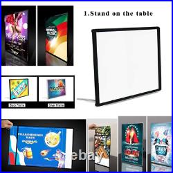 A2 Poster Led Light Box Silver Display Frame Store Advertising Poster Frame
