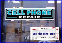 Cell Phone Repair Led illuminated Light Box window sign 48x12 Flat Panel Led