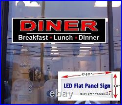 DINER Breakfast Lunch Dinner 48x12 LED flat panel light box window sign