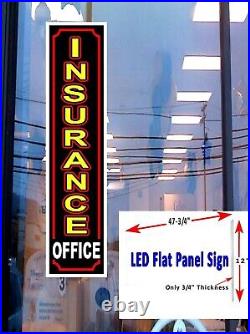 INSURANCE OFFICE Led flat panel light box window Sign 48 x 12