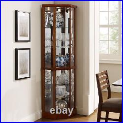 Lighted Curio Cabinet Corner Display Cabinet with Adjustable Glass 6 Shelves