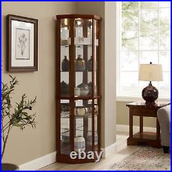 Lighted Curio Cabinet Corner Display Cabinet with Adjustable Glass 6 Shelves