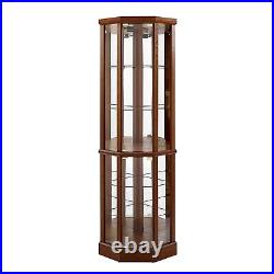 Lighted Curio Cabinet Corner Display Cabinet with Adjustable Glass 6 Shelves