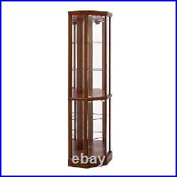 Lighted Curio Cabinet Corner Display Cabinet with Adjustable Glass 6 Shelves