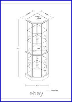 Lighted Curio Cabinet Corner Display Cabinet with Adjustable Glass 6 Shelves