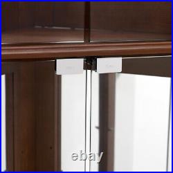 Lighted Glass 3-Sided Corner Display Curio Cabinet Furniture Home Living-Walnut