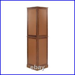 Lighted Glass 3-Sided Corner Display Curio Cabinet Furniture Home Living-Walnut