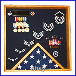 Military Shadow Box Display Case 24 x 24 Square Red Oak