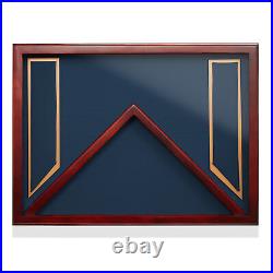 Military Shadow Box Display Case for Burial Flag, Medals Navy Blue Velvet