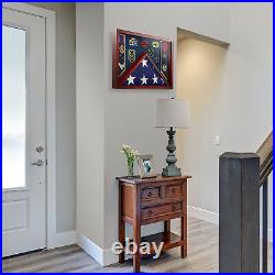 Military Shadow Box Display Case for Burial Flag, Medals Navy Blue Velvet