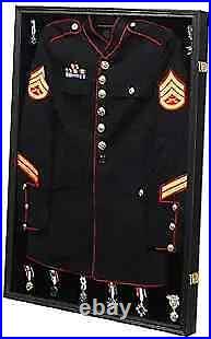 Military Uniform Display Case Police Uniform Display Frame Large-Black