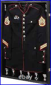 Military Uniform Display Case Police Uniform Display Frame Large-Black