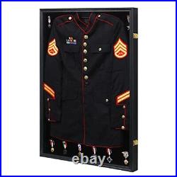 Military Uniform Display Case Police Uniform Display Frame Large-Black