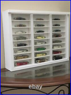 Pocket knife display case wood pvc plexiglass with box compartment app. 15x20x4