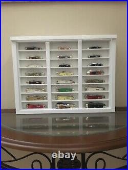 Pocket knife display case wood pvc plexiglass with box compartment app. 15x20x4