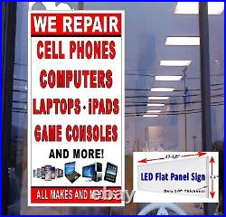 We Repair CellPhone Computers Game consoles LED Flat Panel Light box sign 48x24
