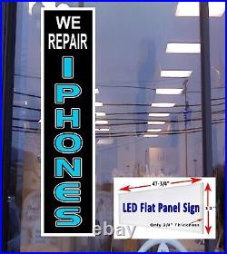 We Repair iPHONES Led flat panel light box Window Sign 48 x 12